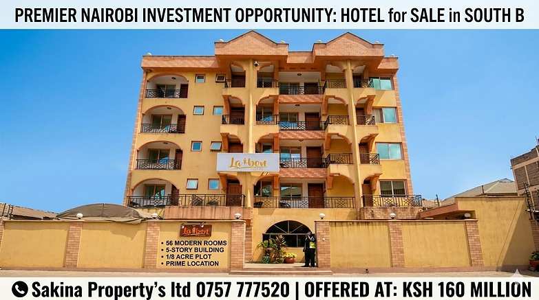 Premier 5-Storey 56-Room Commercial Hotel For Sale in Nairobi South B — South B