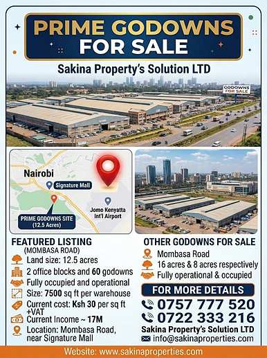 Prime 12.5-Acre Industrial Park: 60 Godowns & 2 Office Blocks on Mombasa Road Near Signature Mall — Mombasa Road & Syokimau